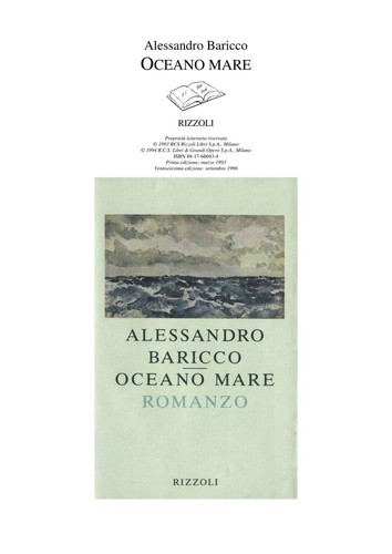 Alessandro Baricco: Oceano mare (Italian language, 1996, Rizzoli)