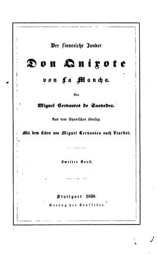 Miguel de Cervantes: Der sinnreiche Junker Don Quixote von La Mancha (German language, 1838, Verlag der Classiker)