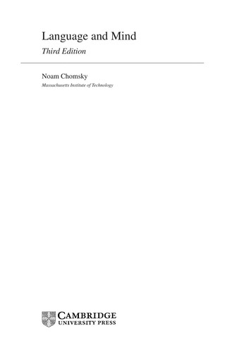 Noam Chomsky: LANGUAGE AND MIND. (Paperback, Undetermined language, 2006, CAMBRIDGE UNIV PRESS)