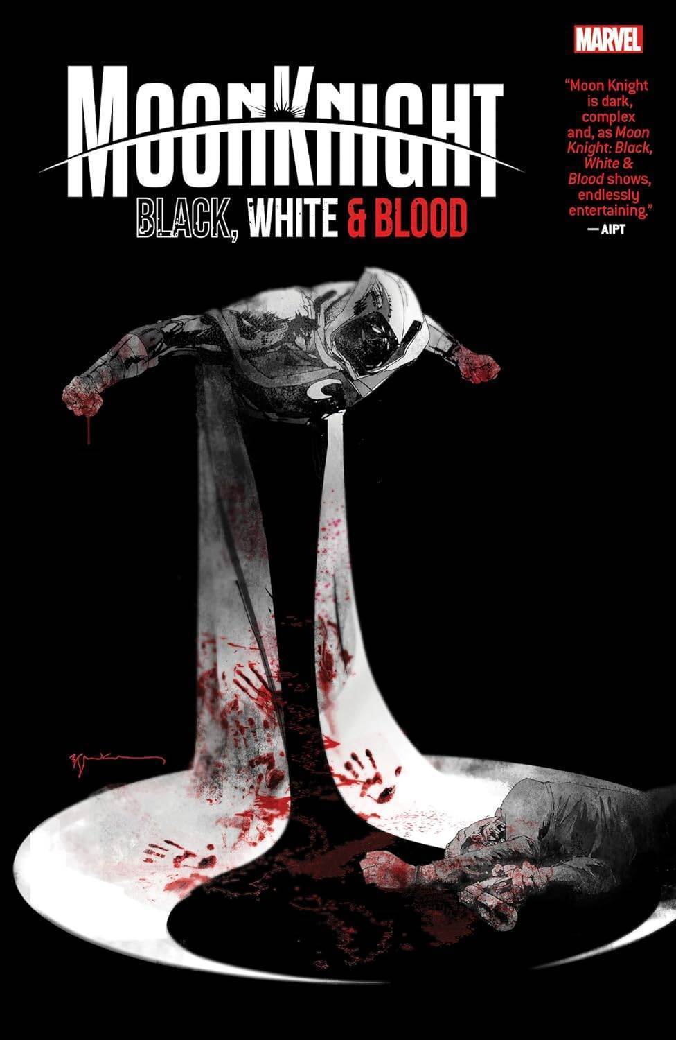 Benjamin Percy, Chris Bachalo, Marc Guggenheim, Jonathan Hickman, Ann Nocenti, Jim Zub, Nadia Shammas, Murewa Ayodele, Dotun Akande, Jorge Fornés, Vanessa R. Del Rey, David Pepose, Leonardo Romero, Chris Sotomayor, Patch Zircher, Erica Shultz, David Lopez, Djibril Morissette-Phan, Stefano Raffaele, Christopher Cantwell, Alex Lins, Dante Bastianoni, Paul Azaceta: Moon Knight: Black, White & Blood (GraphicNovel, 2022, Marvel)