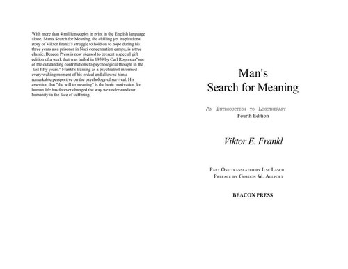 Viktor E. Frankl: Man's Search for Meaning (Hardcover, 2001, Beacon Press)