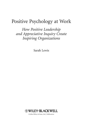Sarah Lewis: Positive psychology at work (2011, Wiley-Blackwell)