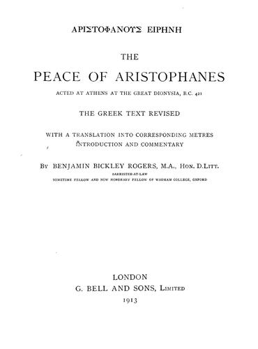 Aristophanes: Aristophanous Eirēnē (1913, G. Bell & Sons)