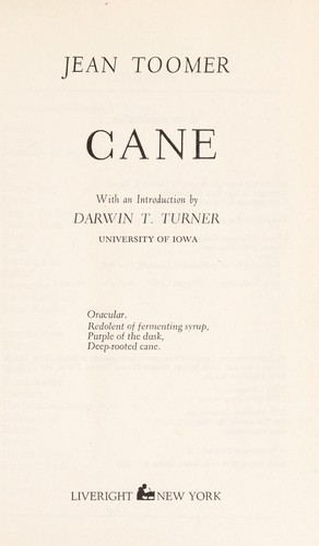 Jean Toomer: Cane (2008, Paw Prints)