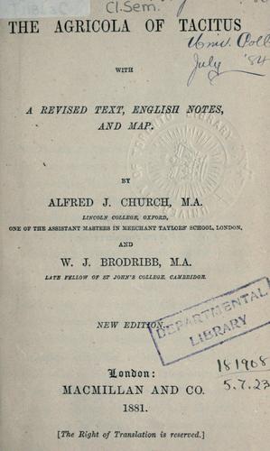 P. Cornelius Tacitus: Agricola of Tacitus (Latin language, 1881, Macmillan)