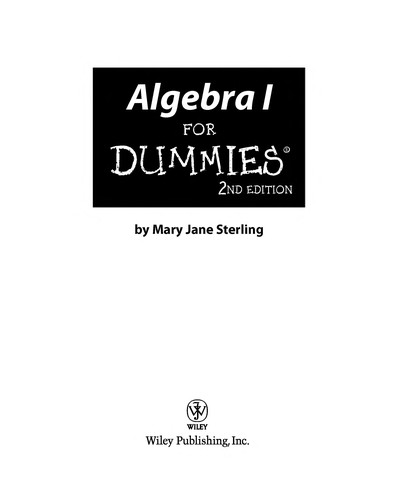 Mary Jane Sterling: Algebra I for dummies (2010, Wiley Pub., Inc.)