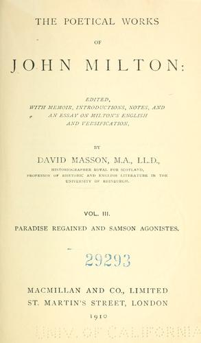 John Milton: The poetical works of John Milton (1910, Macmillan)