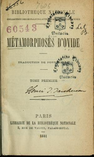 Ovid: Métamorphoses d'Ovide (French language, 1881, Librairie de la Bibliothèque nationale)