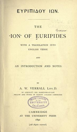 Euripides: The  Ion of Euripides (1890, University Press)