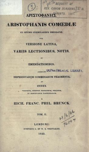 Aristophanes: Comoediae (Ancient Greek language, 1823, Whittaker)