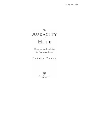 Barack Obama: The audacity of hope (2008, Vintage Books)
