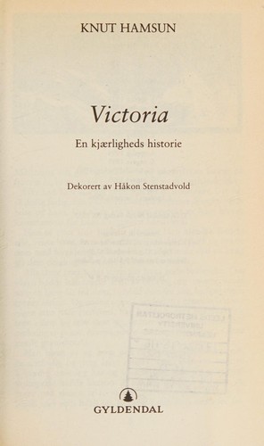 Knut Hamsun: Victoria (norwegian language, 1935)