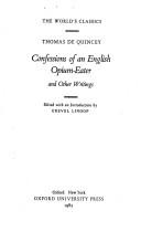 Thomas De Quincey: Confessions of an English opium-eater and other writings (1985, Oxford University Press)