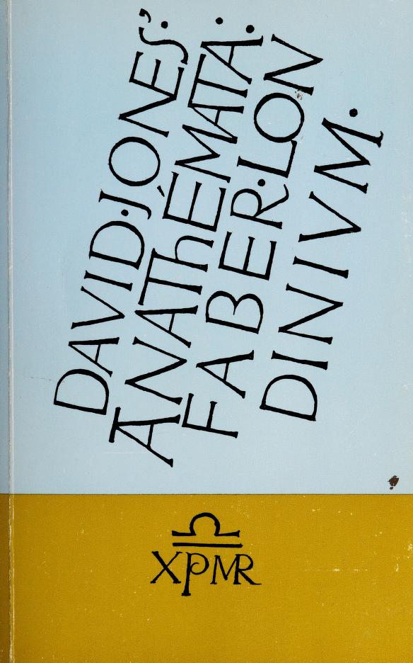 Jones, David: The anathemata (1979, Faber and Faber, Faber & Faber)