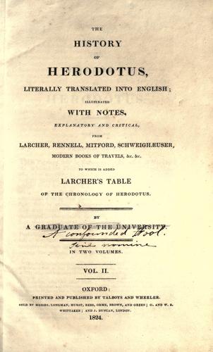 Herodote: The history of Herodotus (1824, Talboys and Wheeler)