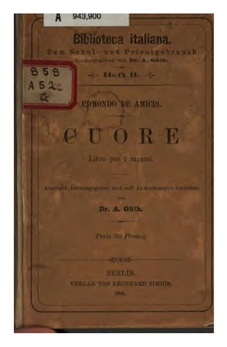 Edmondo De Amicis: Cuore. (Italian language, 1972, G. Einaudi)