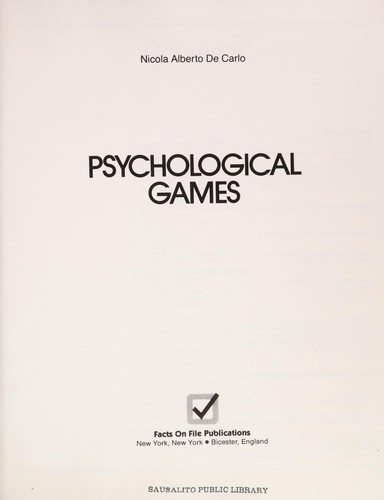 Nicola De Carlo: Psychological games (1984, Facts on File, Inc.)