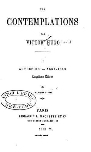 Victor Hugo: Les contemplations (French language, 1973, L. Hachette et Cie.)