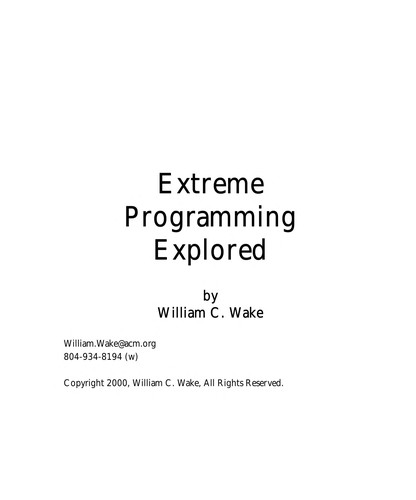 William C. Wake: Extreme programming explored (2002, Addison Wesley)