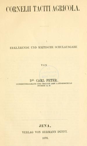 P. Cornelius Tacitus: Agricola (German language, 1876, H. Dufft)