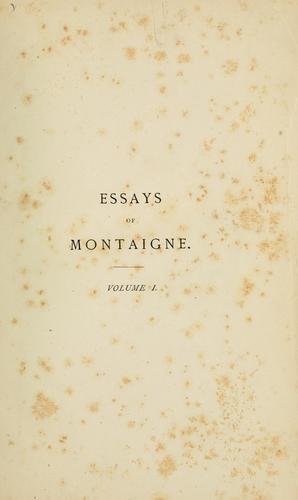 Essays of Montaigne. (1877, Reeves and Turner)