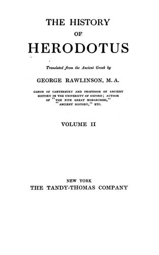 Herodote: The history of Herodotus. (1909, Tandy-Thomas)