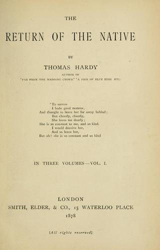 Thomas Hardy: The return of the native (1878, Smith, Elder & Co.)