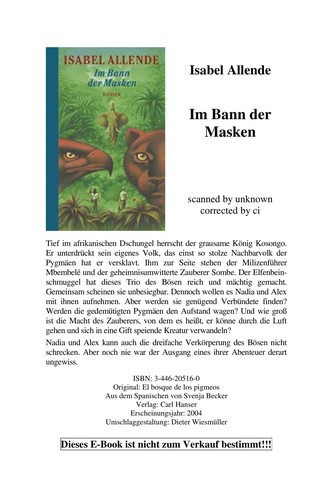 Isabel Allende: Im Bann der Masken (German language, 2004, Hanser)