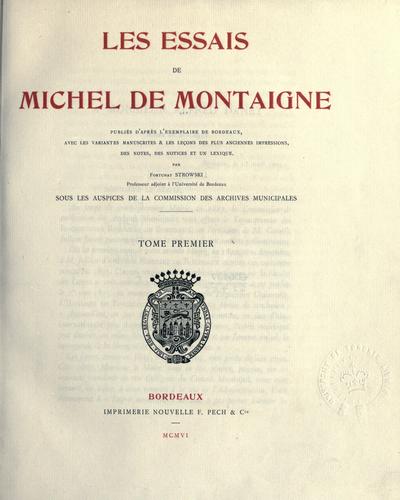 Michel de Montaigne: Essais. (French language, 1922, F. Alcan)