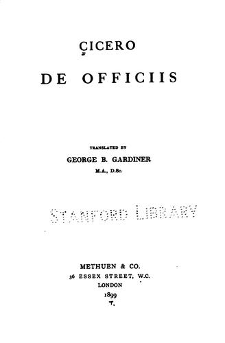Cicero: De Officiis (1899, Methuen)
