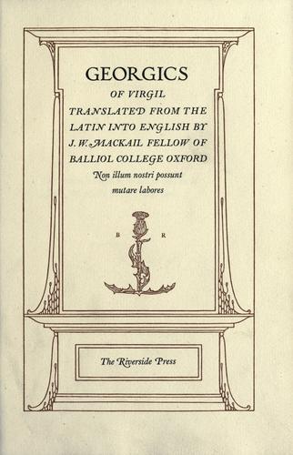 Publius Vergilius Maro: Georgics of Virgil (1904, Riverside Press)