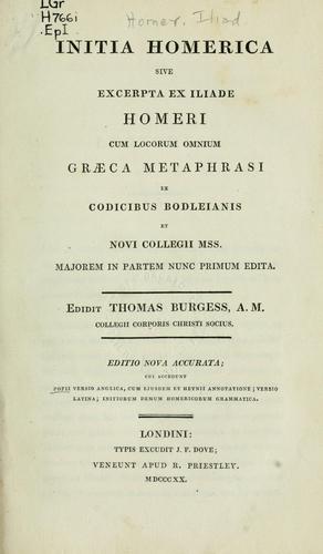 Όμηρος: Initia Homerica (Ancient Greek language, 1820, Dove)