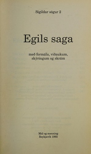 Snorri Sturluson: Egils saga (Icelandic language, 1992, Mál og menning)