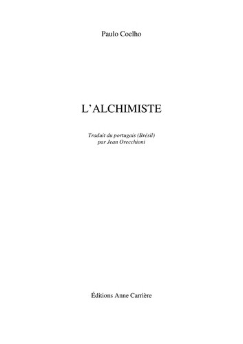 Paulo Coelho: L'alchimiste (French language, 1988)