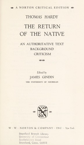 Thomas Hardy: The return of the native (1969, Norton)