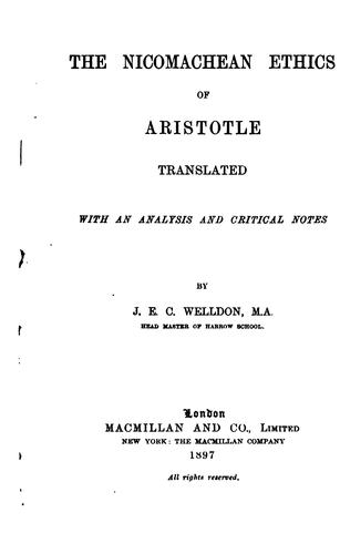 Aristotle: The Nicomachean Ethics of Aristotle (1897, The Macmillan company)