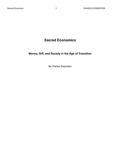 Charles Eisenstein: Sacred Economics (EBook, 2011, Evolver Editions)