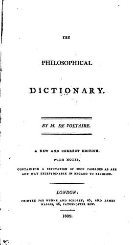 Voltaire: Philosophical dictionary. (1962, Basic Books)