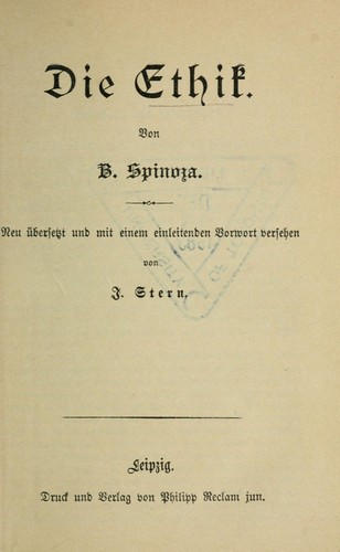 Benedictus de Spinoza: Die Ethik (German language, 1887, P. Reclam)