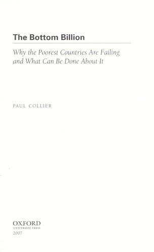 Paul Collier: The bottom billion (2007, Oxford University Press)
