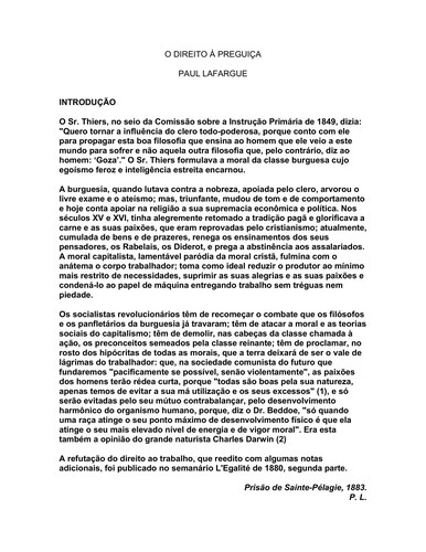 Paul Lafargue: Direito à Preguiça, O (Portuguese language, 2003, Claridade)