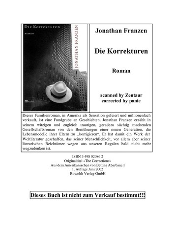 Jonathan Franzen: Die Korrekturen (Hardcover, German language, 2002, Rowohlt)