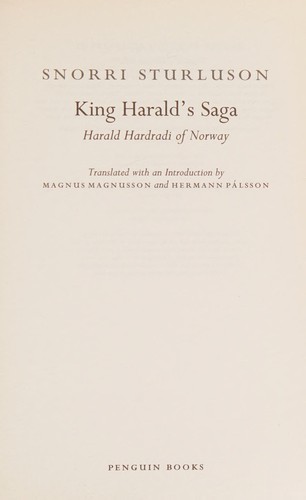 Snorri Sturluson: King Harald's saga (1966, Penguin Books)