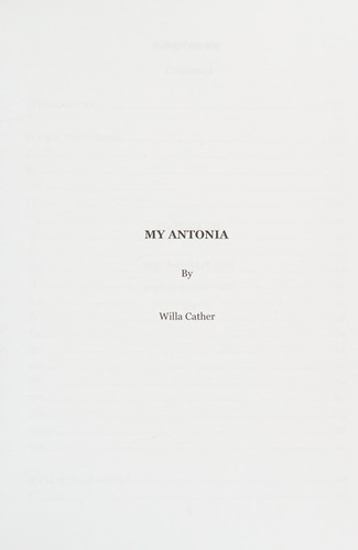 Willa Cather: My Antonia (2015, [publisher not identified])