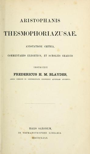 Aristophanes: Comoediae (Ancient Greek language, 1880, in Orphanotrophei Libraria)