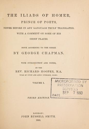 Όμηρος: The Iliads of Homer, prince of poets (1888, J.R. Smith)