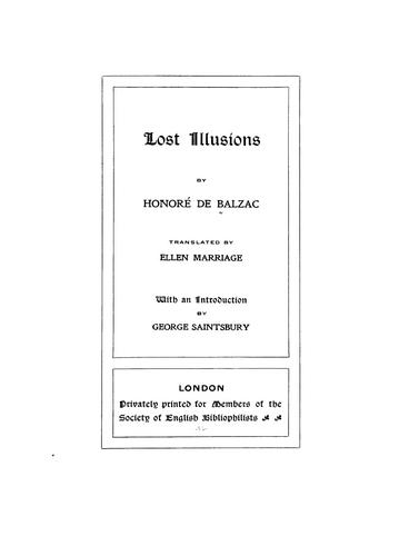 Honoré de Balzac: Lost illusions (1901, Privately printed for members of the Society of English Bibliophilists)