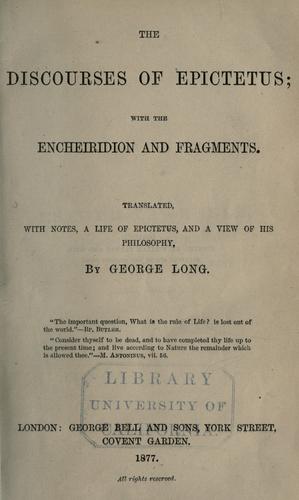 Epictetus: The discourses of Epictetus (1877, G. Bell)