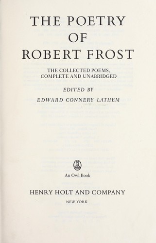 Robert Frost: The poetry of Robert Frost (1979, Henry Holt and Company)