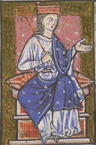 Æthelflæd as depicted in the cartulary of Abingdon Abbey (British Library Cotton MS Claudius B VI, f.14).